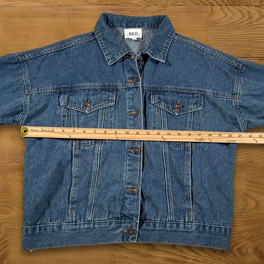 BKE Plaid and Denim Trucker Jacket Brushed Wool Blend Size Large - Picture 8 of 10